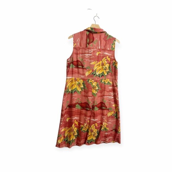 Tommy Bahama Silk Sleeveless Shirt Dress, Size 14, Hawaiian Floral Print - Picture 2 of 16